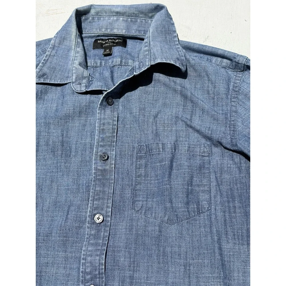 Men's Banana Republic Shirt Blue Button-Down M Casual Preppy City Denim Ranch